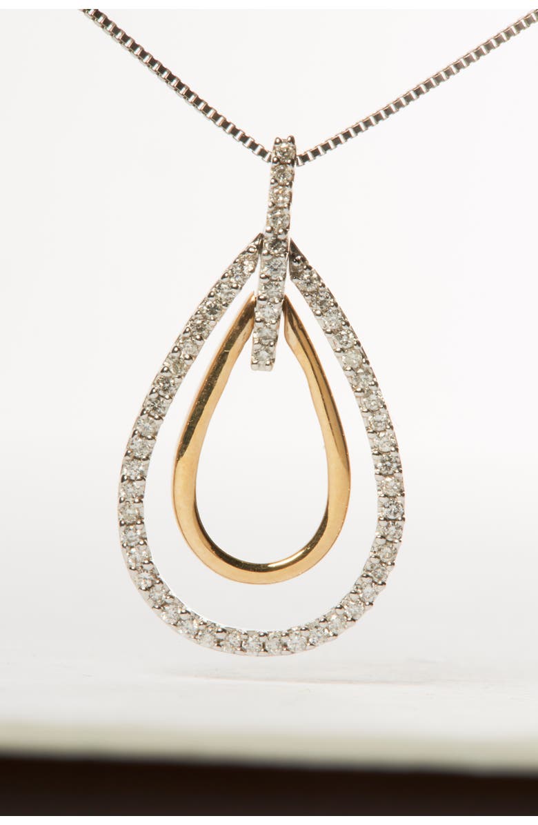 Haus of Brilliance 14K Two-Tone Gold Round Cut Diamond Double Burst Pendant Necklace, Alternate, color, Yellow