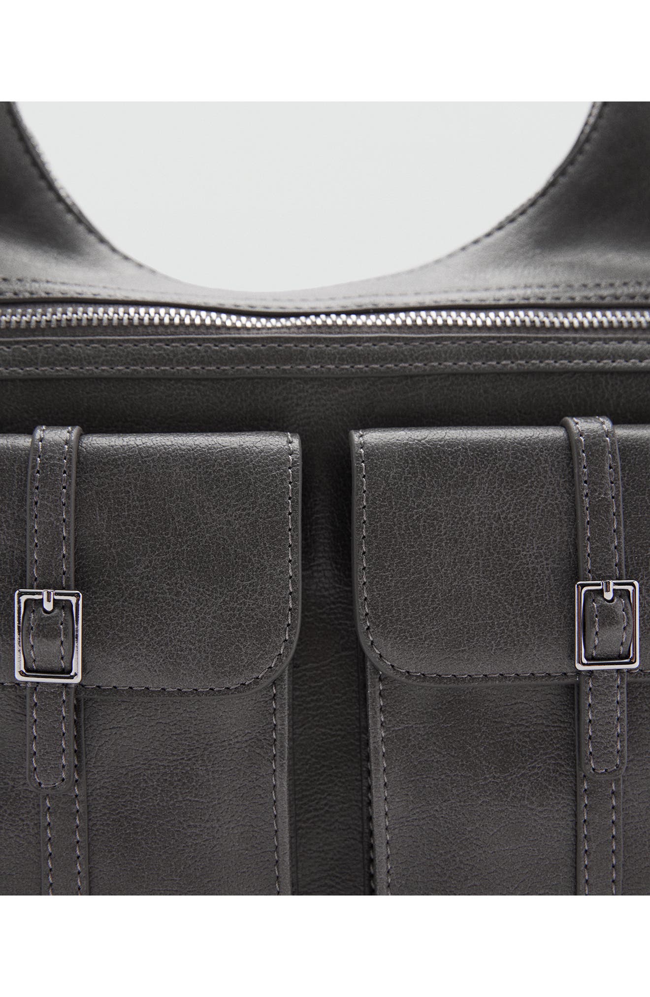 MANGO Cargo Pocket Faux Leather Shoulder Bag, Alternate, color, 