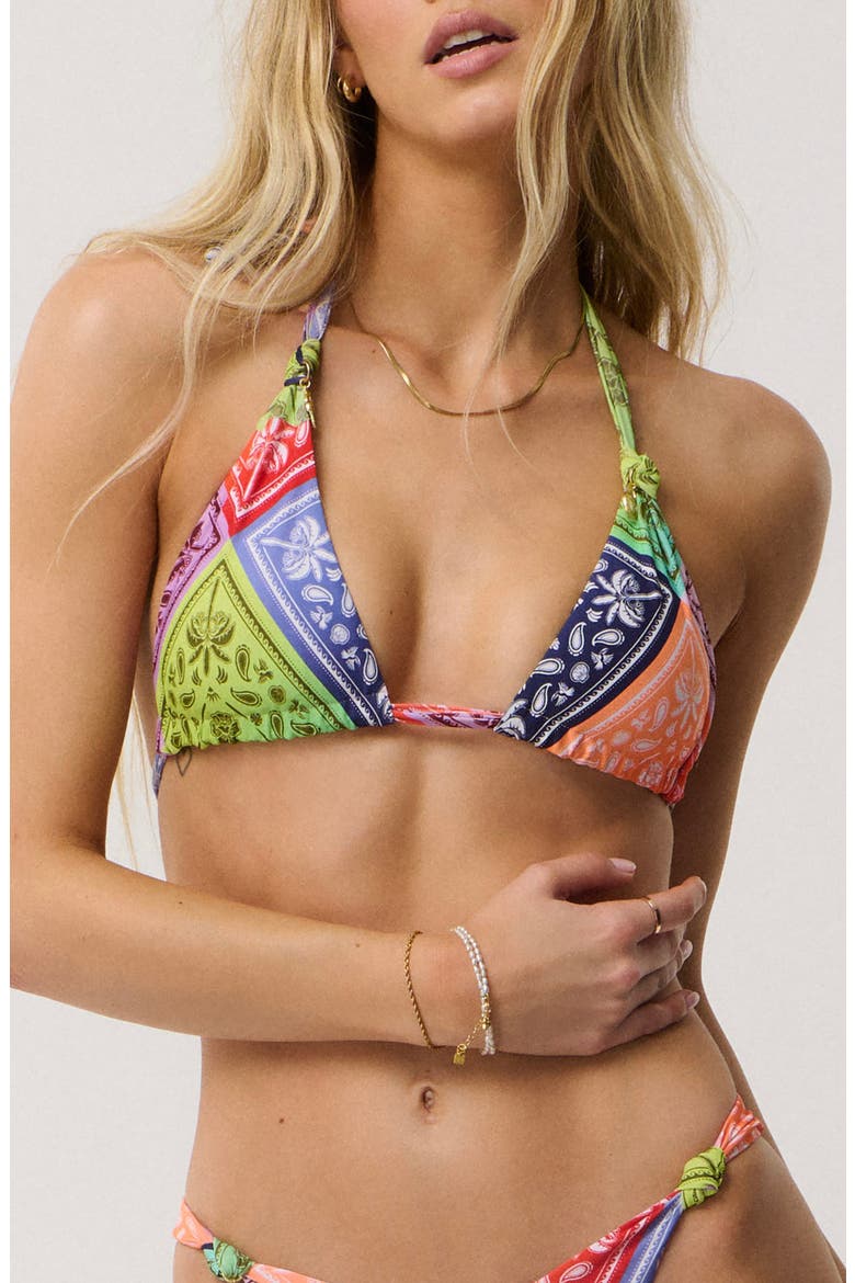 Bossa Nova Sliding Triangle Bikini Top, Main, color, BLUE MULTI