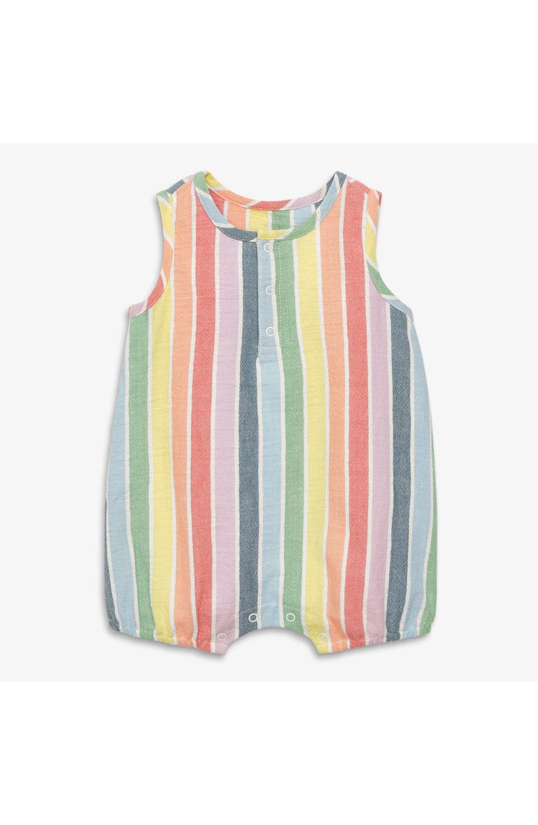 Primary Baby Henley Bubble In Rainbow Stripe, Main, color, Rainbow Sunrise Stripe
