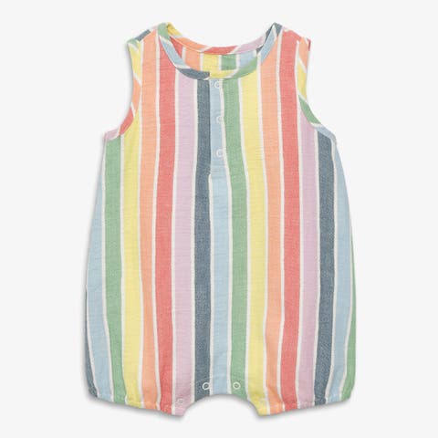 Baby Henley Bubble In Rainbow Stripe