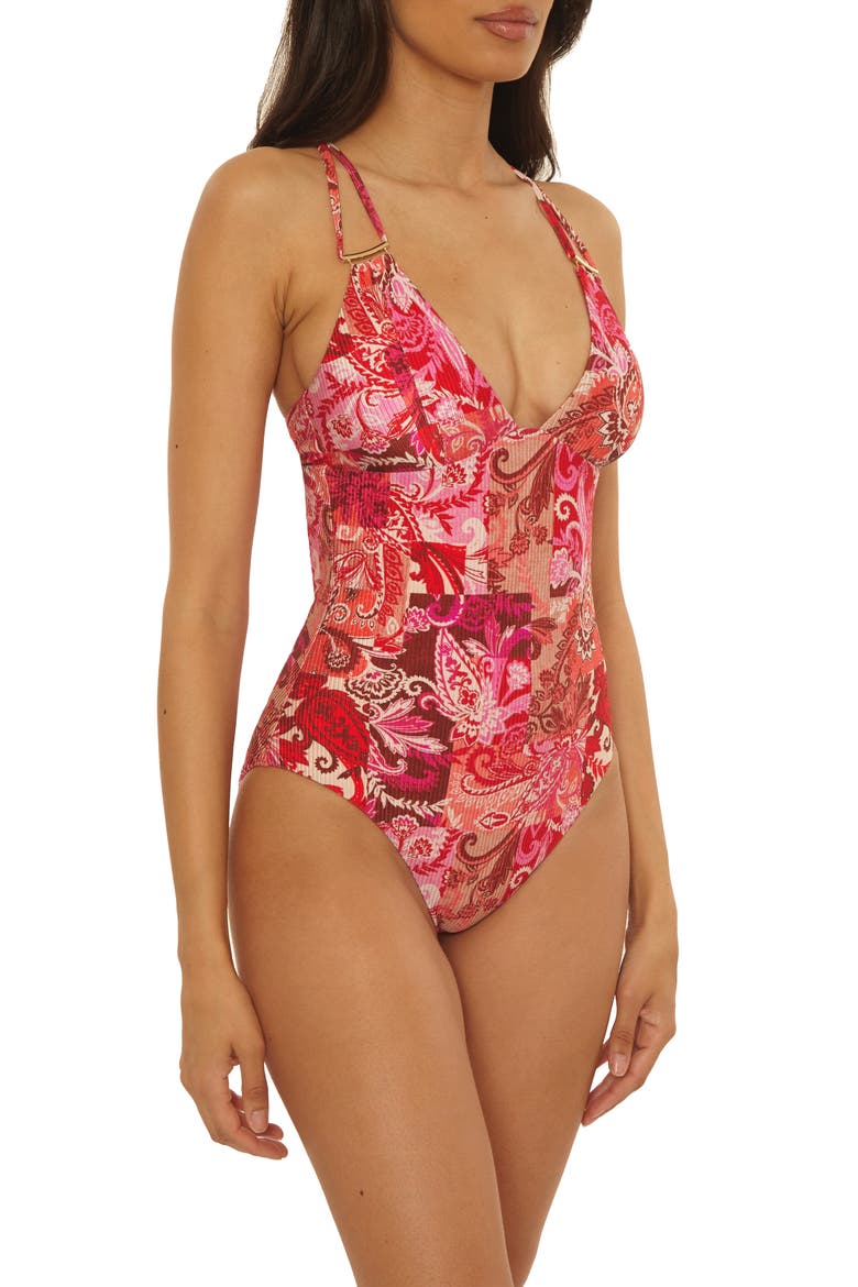 Bali One-Piece Swimsuit, Alternate, color, RED MULTI