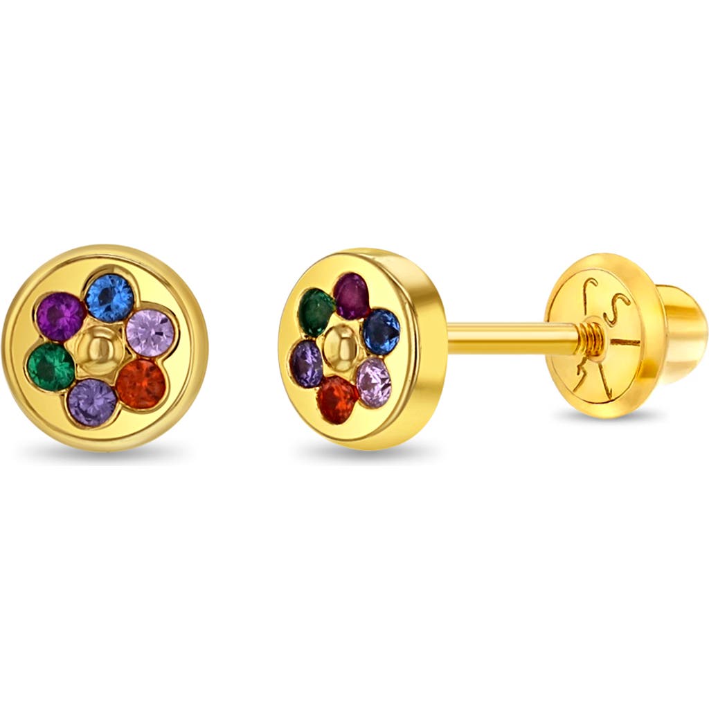 In Season Jewelry 14k Round Multicolored Flower Earrings In Multi-color