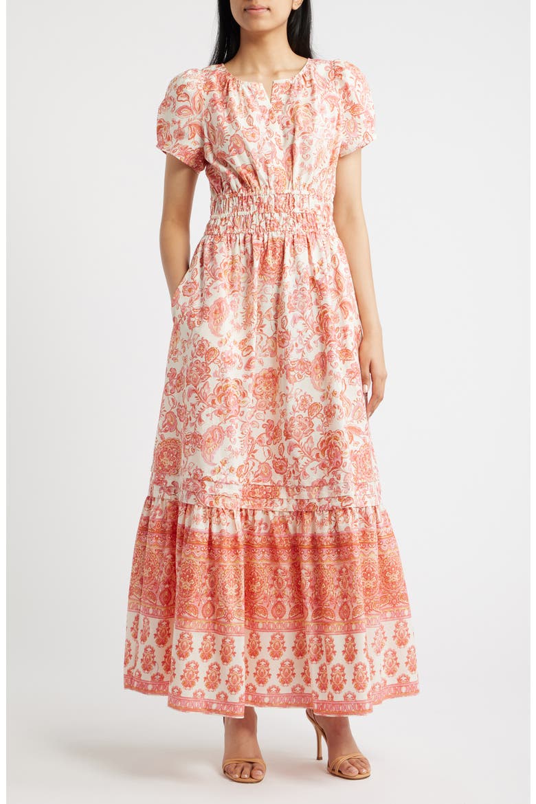 Floral Print Maxi Dress, Main, color, CREAM MULTI