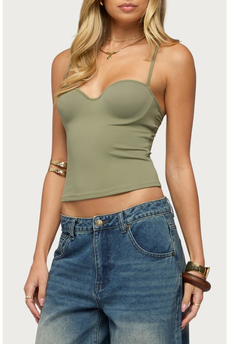 Aven Sweetheart Neck Built-in Bra Tank, Alternate, color, OLIVE