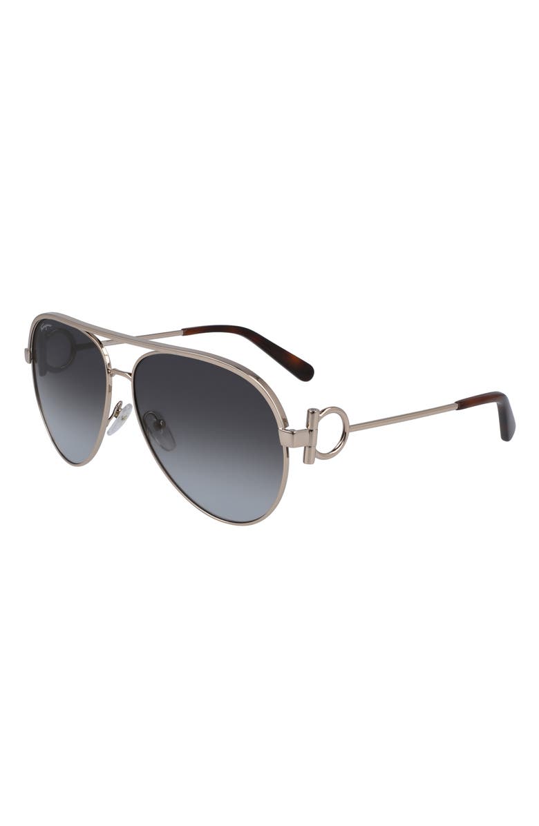 FERRAGAMO Salvatore Ferragamo 60mm Gradient Aviator Sunglasses, Alternate, color,