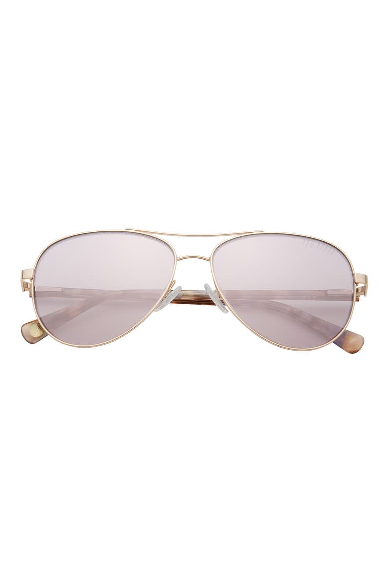 57mm Aviator Sunglasses, Main, color, PINK