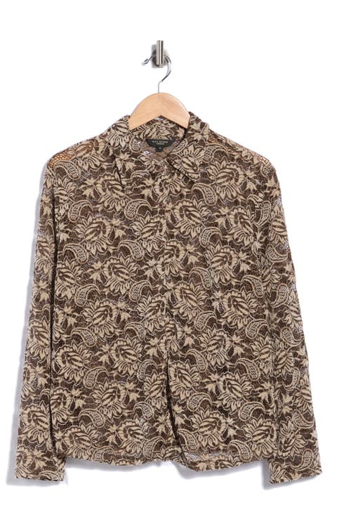Paisley Lace Button-Up Shirt