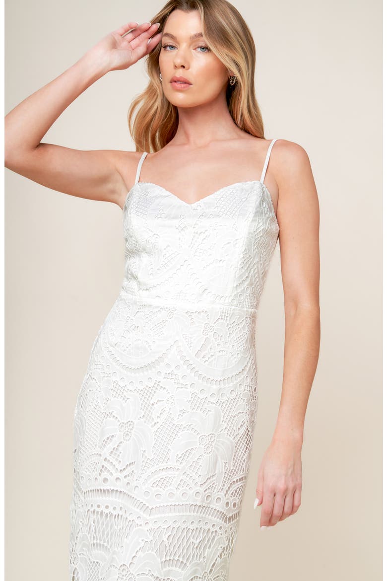 Lace Midi Dress, Alternate, color, OFF WHITE