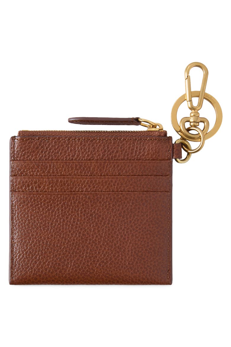 Clip Zipped Leather Card Pouch, Alternate, color, OAK