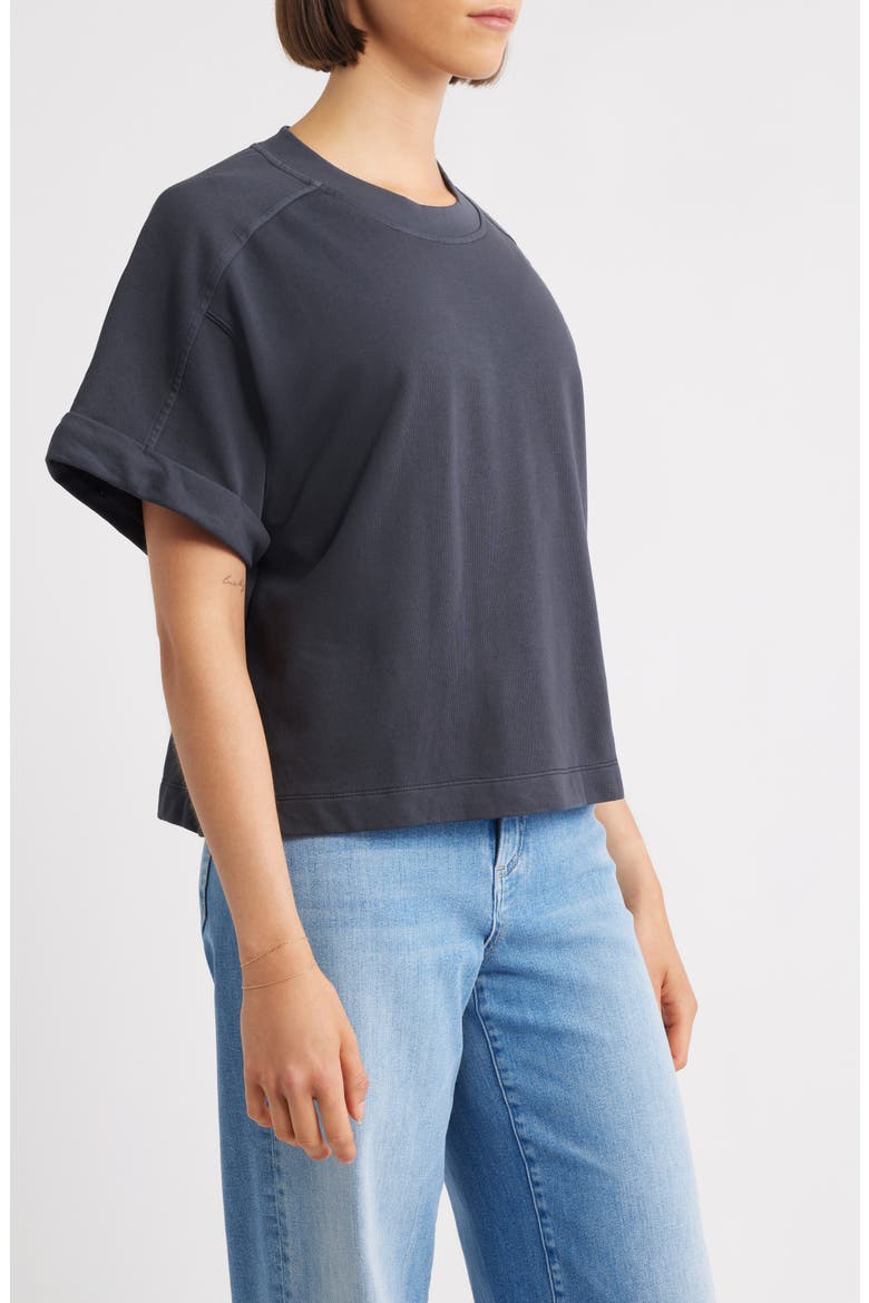 Brie Boxy Short Sleeve Sweatshirt, Alternate, color, BLACK