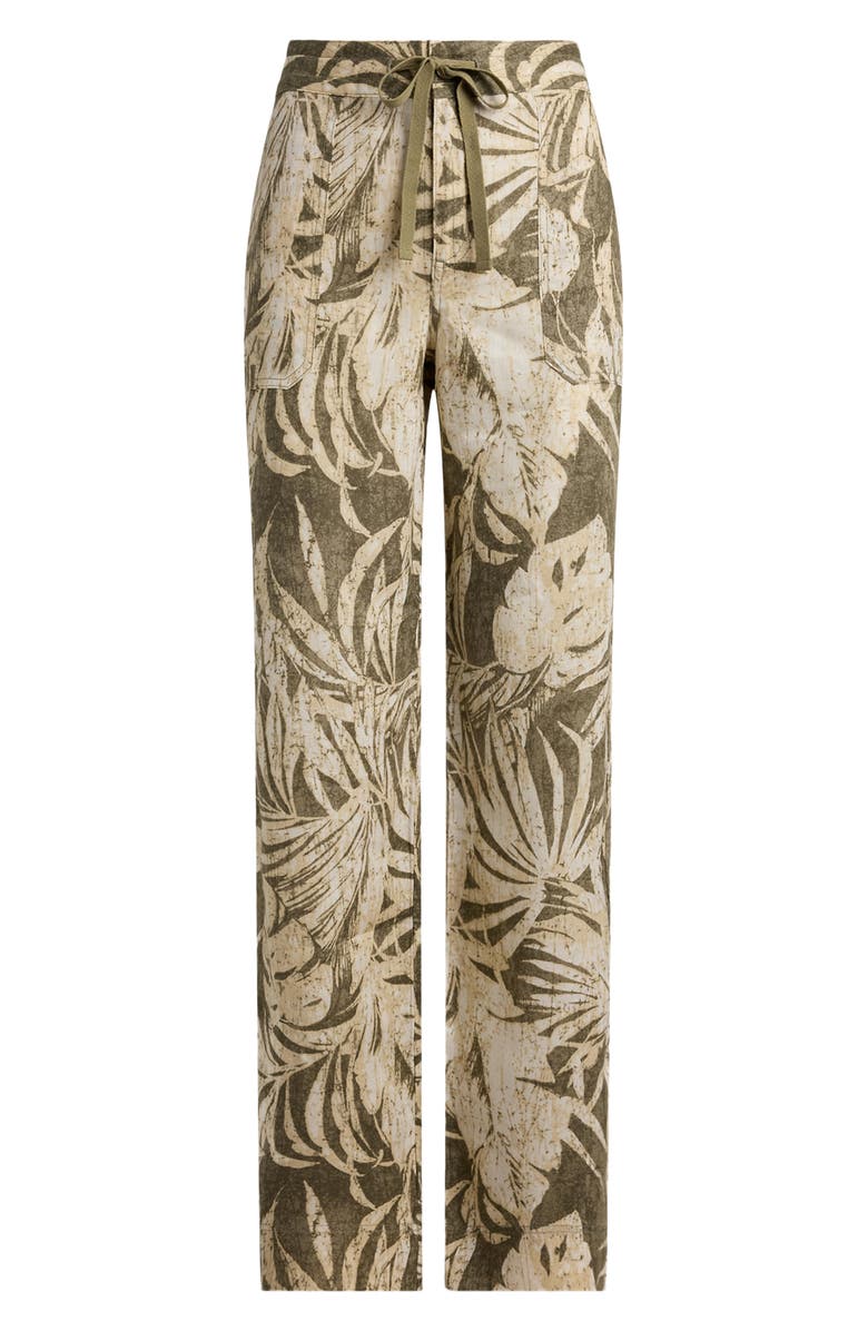 Lauren Ralph Lauren Palm Print Linen Wide Leg Pants, Alternate, color, Farm Olive Green