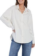 Wash Lab Denim Slick Stripe Cotton Blend Button-Up Shirt