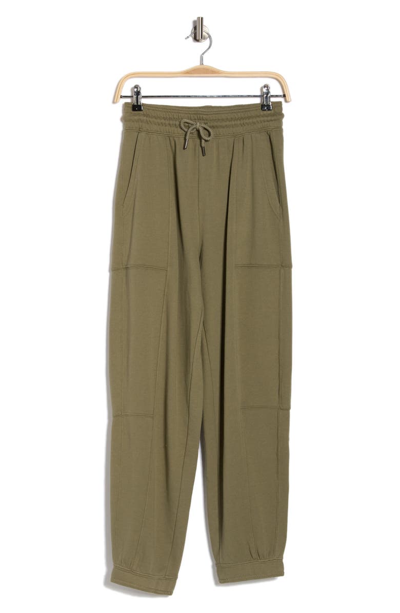 YOGALICIOUS Washed Loop Terry Oversize Barrel Pants, Alternate, color, Olive Dust