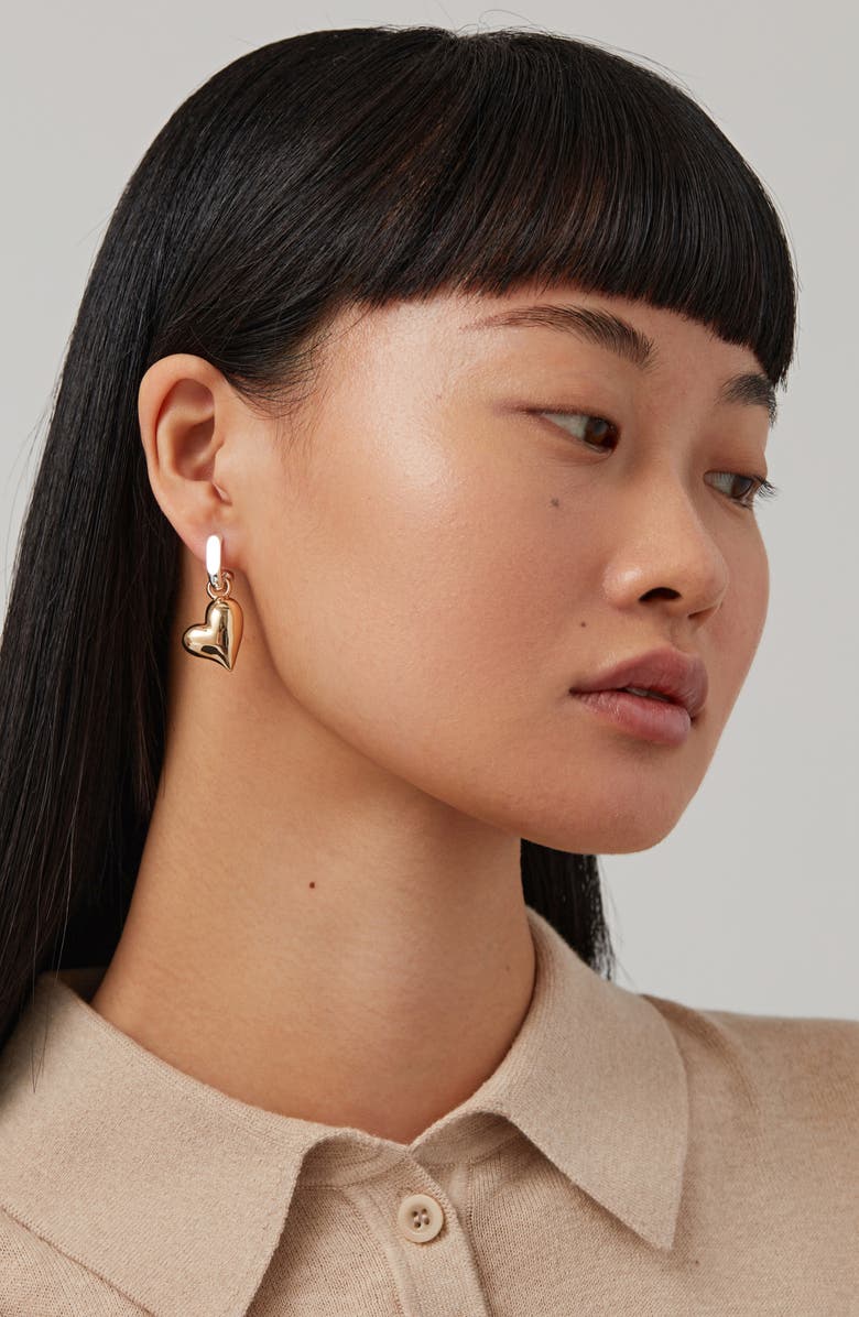 JENNY BIRD Puffy Heart Drop Huggie Hoop Earrings, Alternate, color, Two-Tone