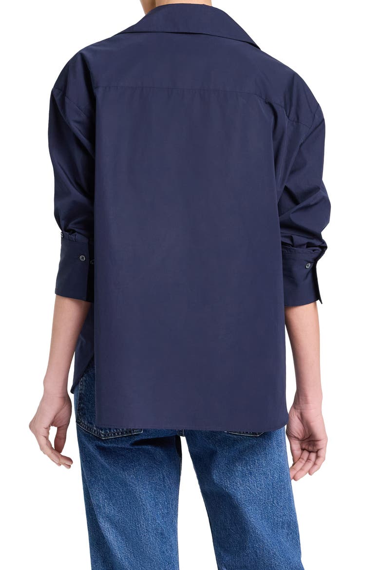 Long Sleeve Woven Johnny Collar Top, Alternate, color, MIDNIGHT