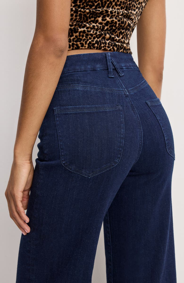 Good American Good Waist High Waist Wide Leg Palazzo Jeans, Alternate, color, Indigo1153