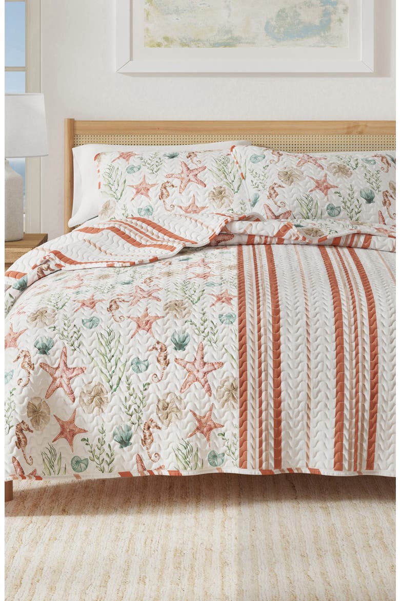 Starfish & Seahorse Quilt Set, Alternate, color, SEAHORSE SHELLS