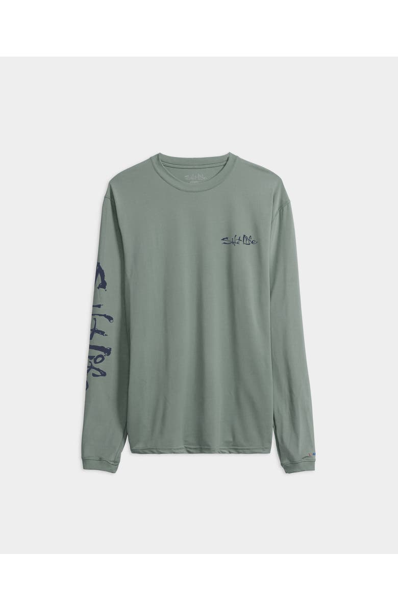 Salt Life Therapy Long Sleeve SLX Performance Tee, Main, color, Sagebrush Heather