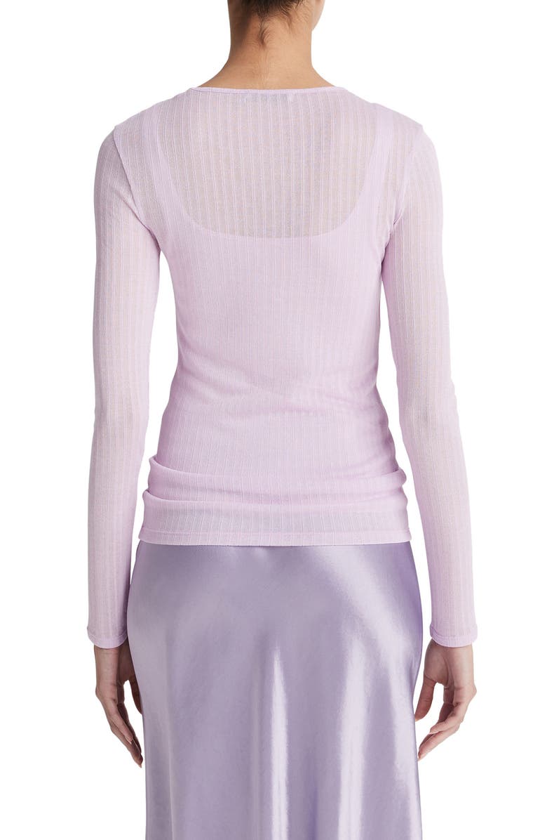 Vince Semisheer Rib Long Sleeve Top, Alternate, color, Dark Peony