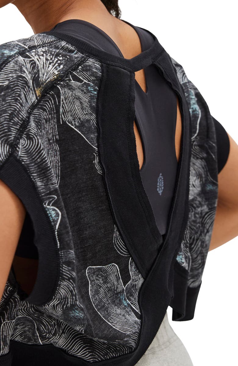 Free People My Time Print T-Shirt, Alternate, color, Midnight Floral Blac