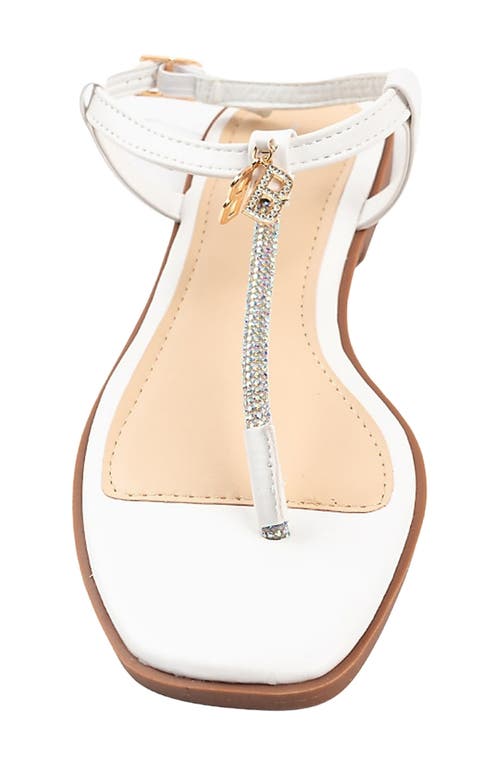 Bebe Rhinestone T-strap Sandal In White