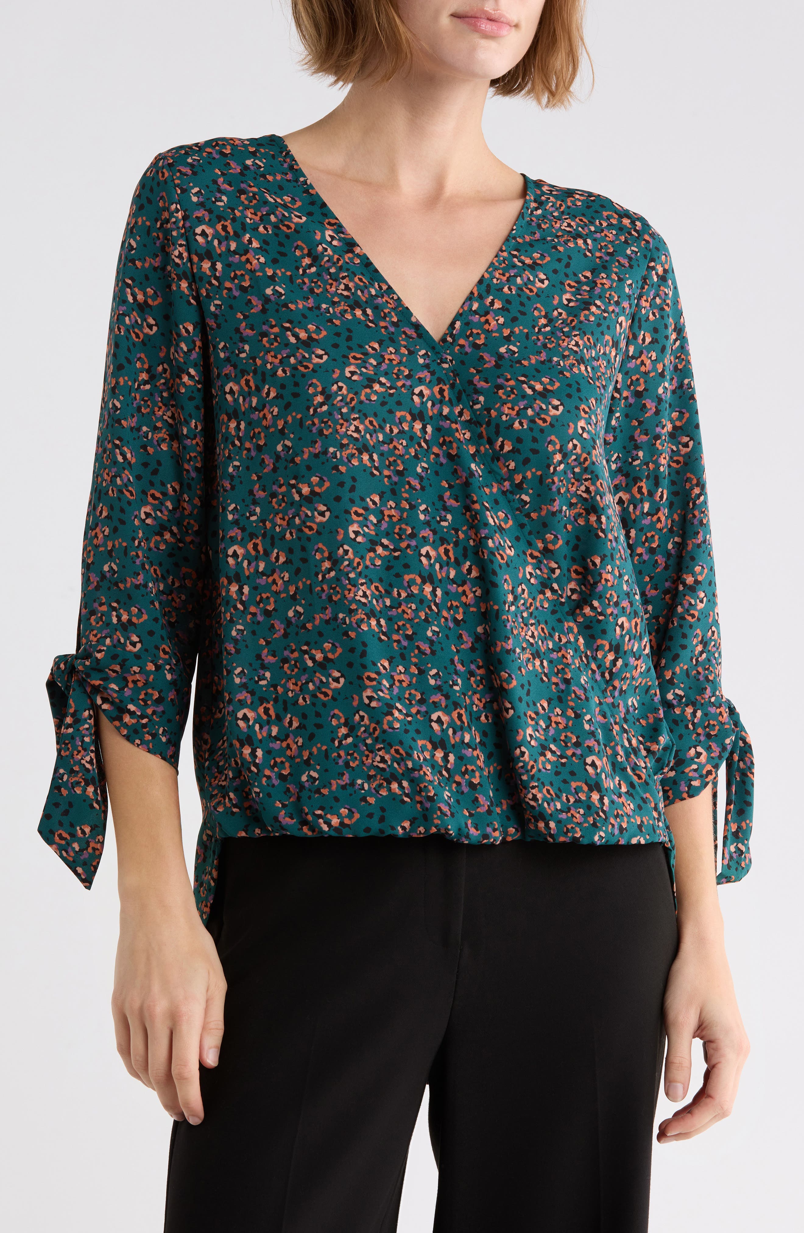 Surplice Tie Cuff Top