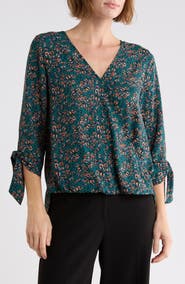 WEST K Surplice Tie Cuff Top