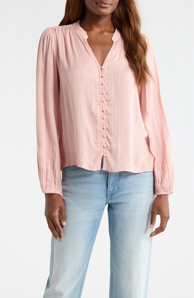 Lucky Brand Shine Button Front Top, Main, color, Pale Mauve
