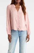 Lucky Brand Shine Button Front Top