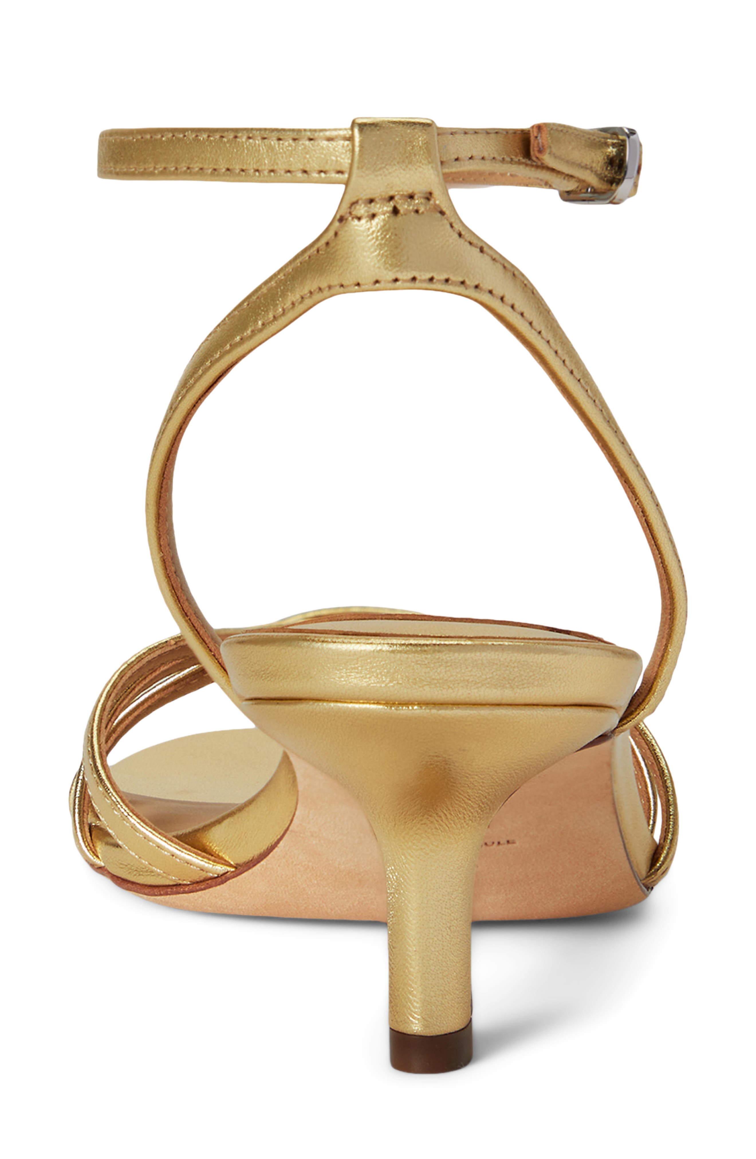 Lauren Ralph Lauren Kendyl Ankle Strap Kitten Heel Sandal, Alternate, color, Soft Gold