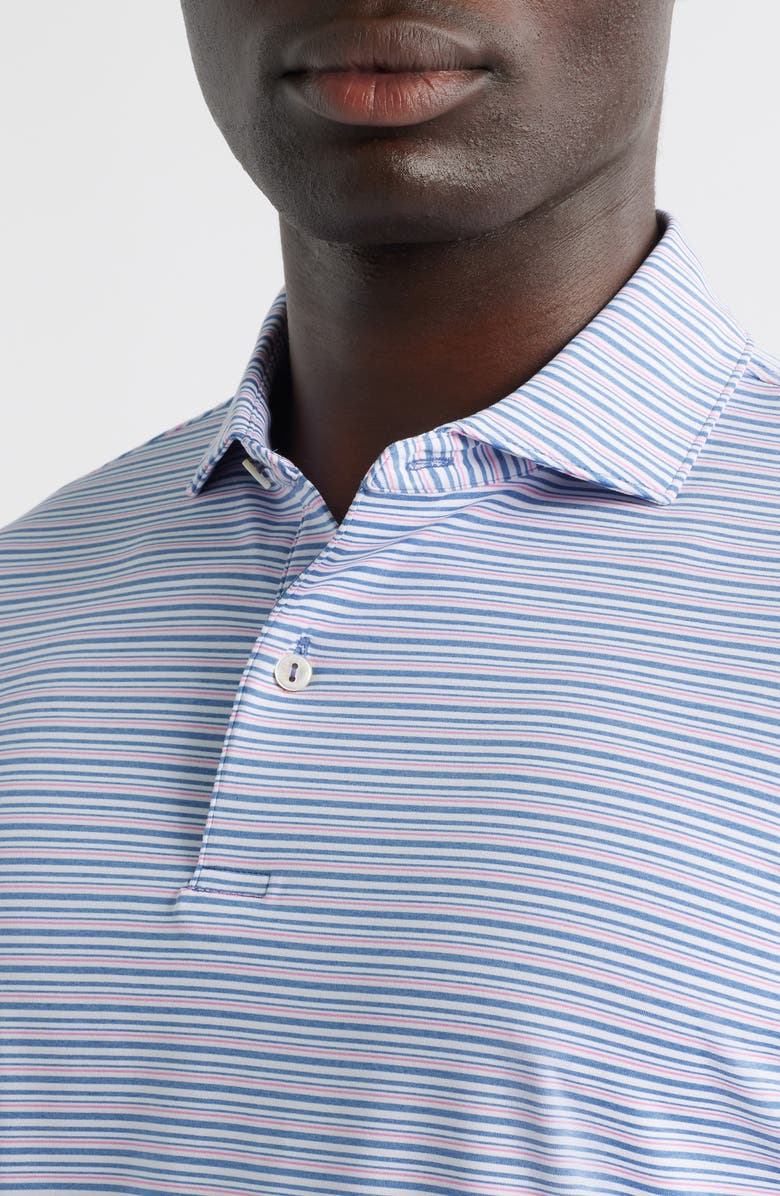 Peter Millar Chase Stripe Performance Jersey Polo, Alternate, color, Lunar Blue