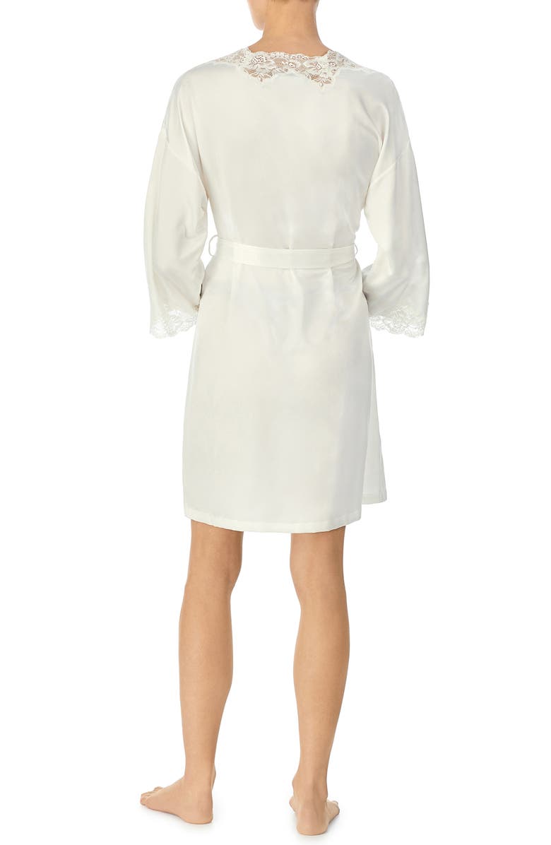 Lauren Ralph Lauren Lace Trim Satin Robe, Alternate, color, Ivory