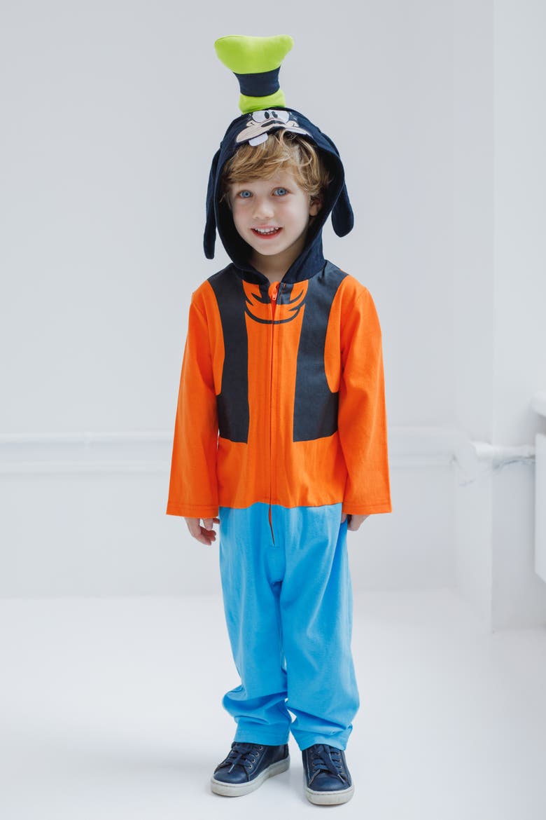 Mickey Mouse Cosplay Hooded One Piece, Alternate, color, Goofy Orange Blue