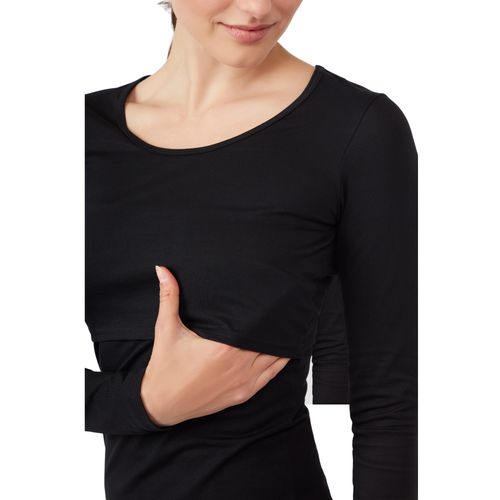 Modern Eternity Maternity Charlotte Long Sleeve Nursing & Maternity Top In Black