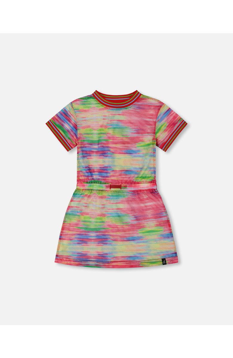 Deux par Deux Little Girl's Short Sleeve Mesh Beach Dress Multicolored, Main, color, 