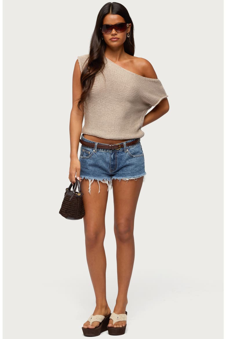 Naamo Off Shoulder Knit Top, Alternate, color, BEIGE