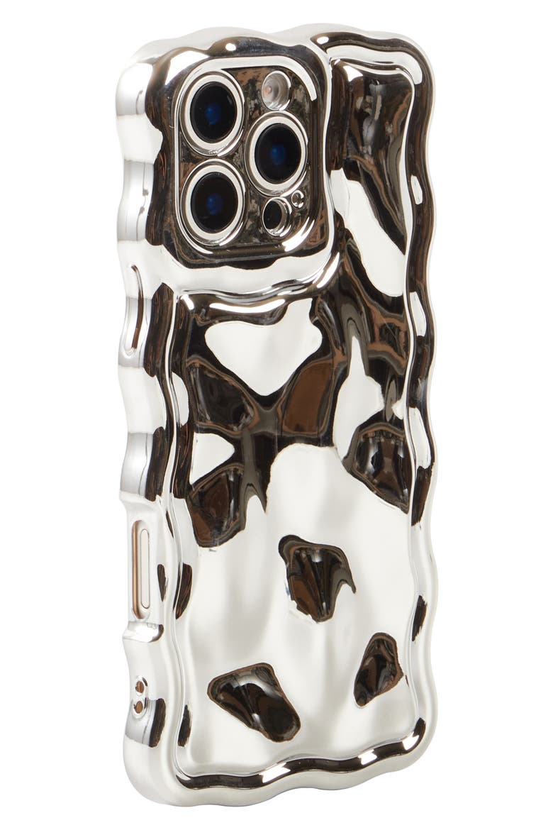 Chrome Wavy iPhone 16 Pro Case, Alternate, color, SILVER METEORITE
