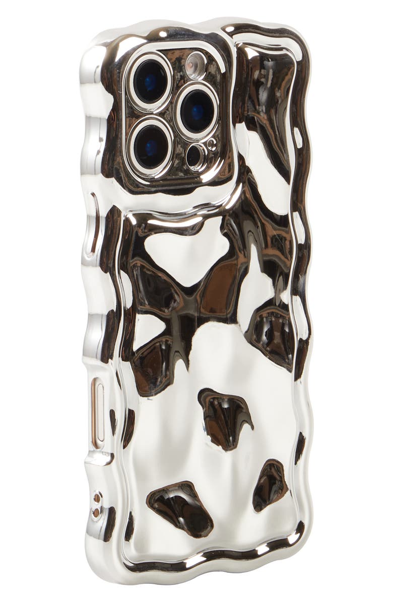 Auramma Chrome Wavy iPhone 16 Pro Max Case, Alternate, color, Silver Meteorite