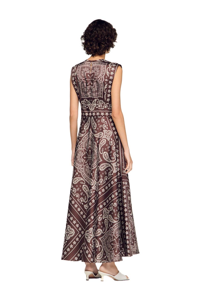 Bandana-print maxi dress, Alternate, color, Taupe / white
