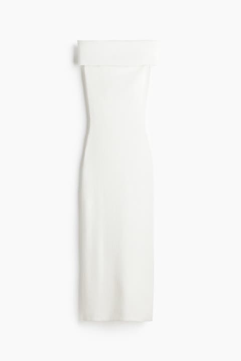 Ribbed Off-the-shoulder Dress