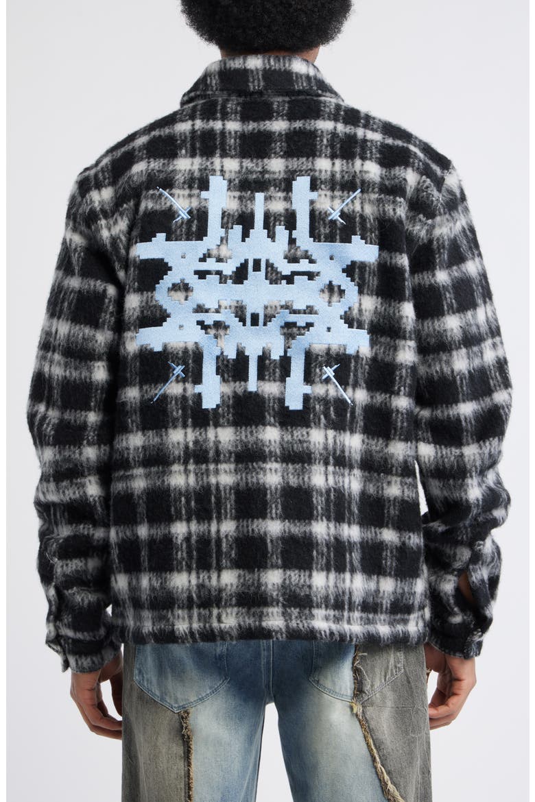 Parlan Pixel Cross Graphic Plaid Shacket, Alternate, color, BLACK PIXEL CROSS