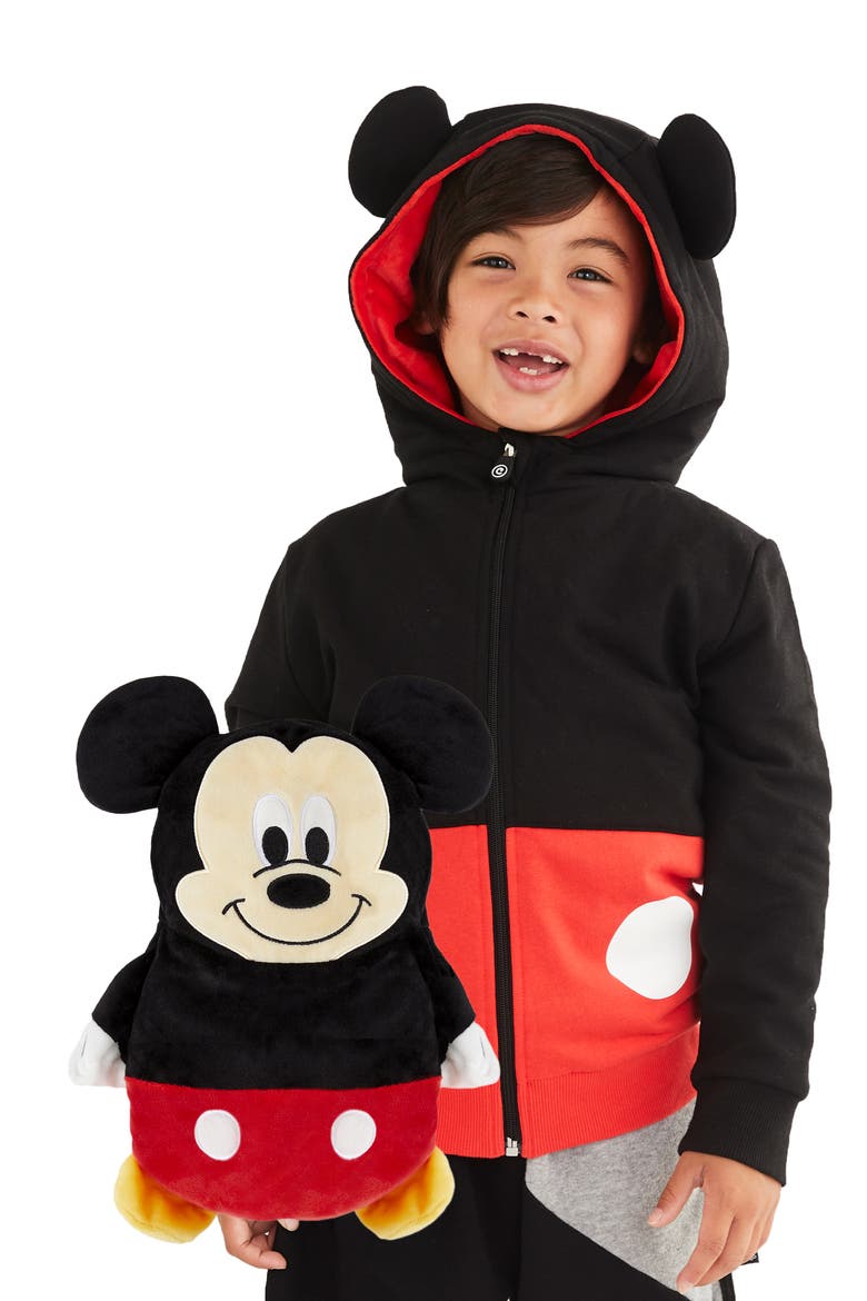 Mickey Mouse® 2-in-1 Stuffed Animal Hoodie, Main, color, BLACK / RED MIX