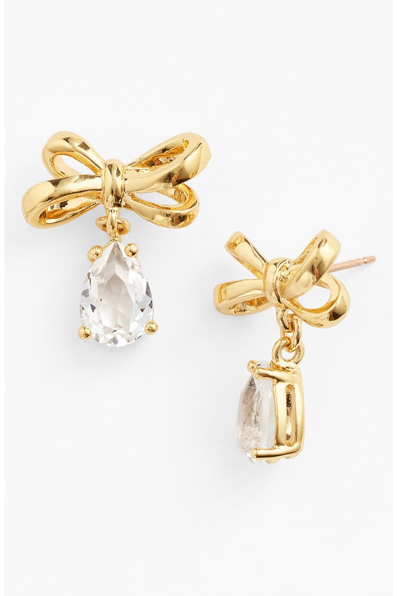 'tied up' drop earrings, Main, color, CLEAR/ GOLD