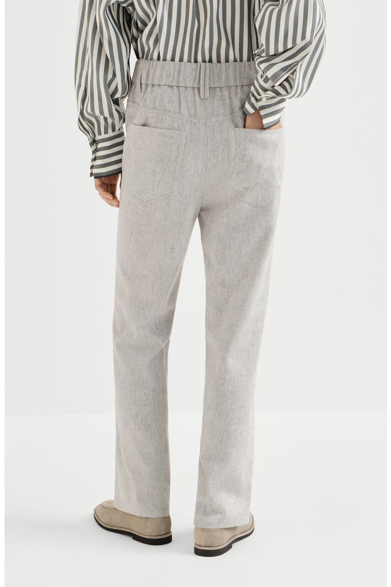 Wool flannel baggy trousers with monili, Alternate, color, Grey