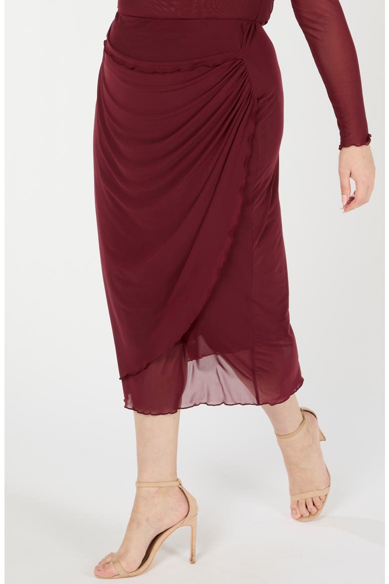 Annalise Ruched Mesh Skirt, Alternate, color, SAMBA