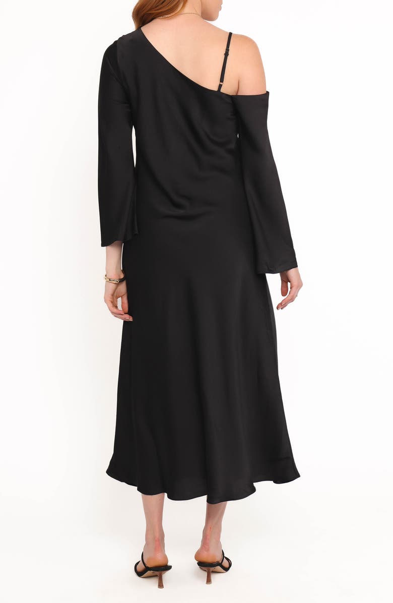 Petal & Pup Lindra One-Shoulder Long Sleeve Maxi Dress, Alternate, color, Black