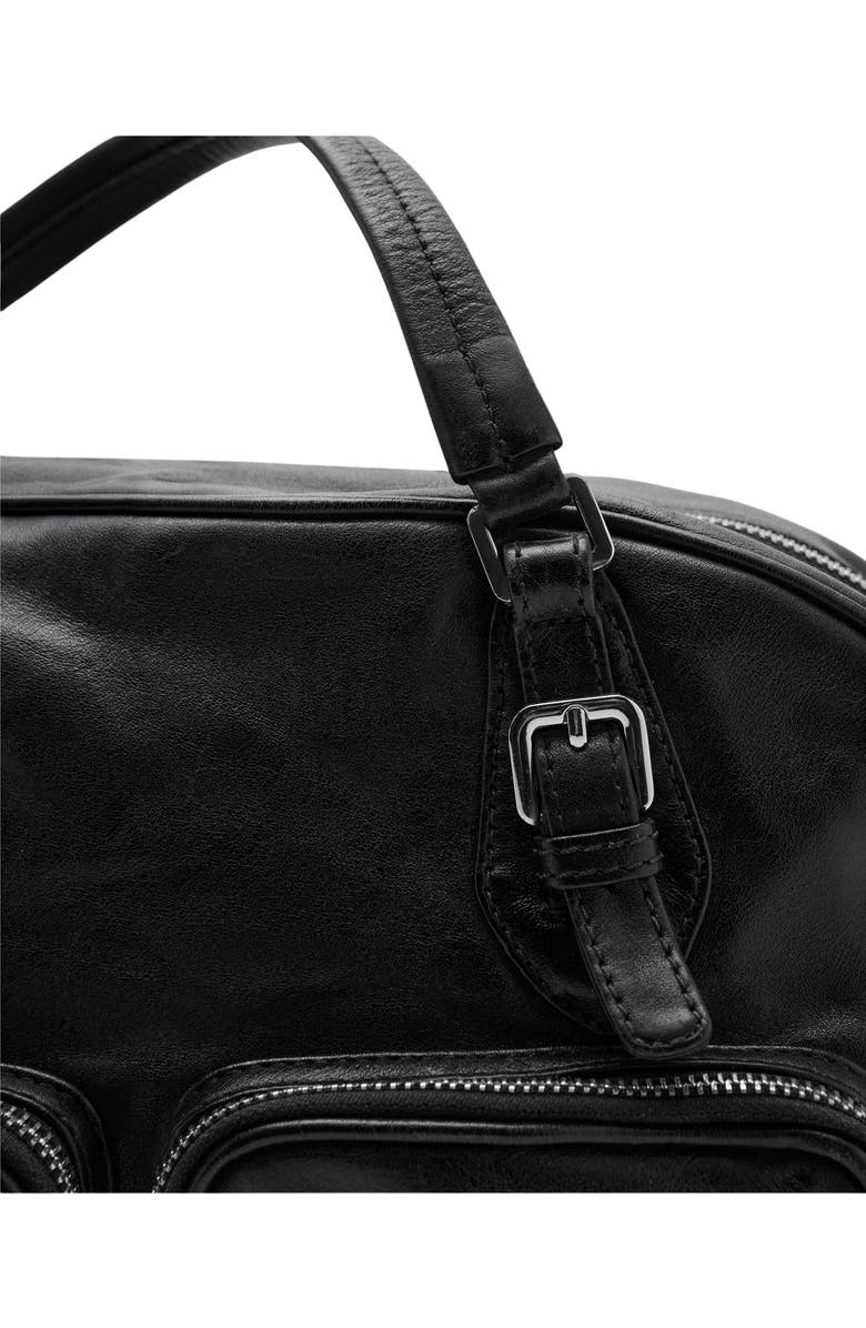 MANGO Leather Bowling Bag, Alternate, color, Black