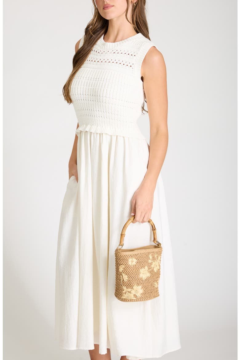Mixed Media Maxi Dress, Alternate, color, CREAM