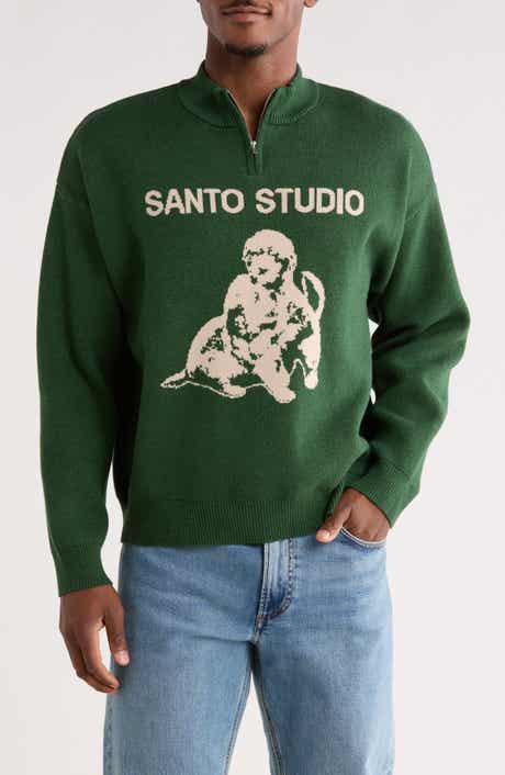 SANTO STUDIO Americana Club Cotton Quarter Zip Sweater